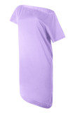 Fashion Casual Solid Split Joint Oblique Collar Irregular Dresses