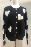Casual Print Buckle  Contrast O Neck Tops