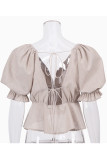 Fashion Casual Solid Split Joint V Neck Tops