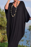 Fashion Casual Solid Split Joint V Neck Irregular Dresses