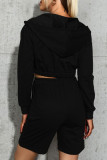 Fashion Casual Solid Split Joint Hooded Collar Long Sleeve Two Pieces