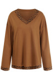 Fashion Street Solid Split Joint V Neck T-Shirts