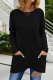 Casual Solid Split Joint Pocket O Neck Tops