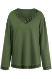 Fashion Street Solid Split Joint V Neck T-Shirts