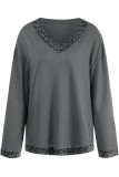 Fashion Street Solid Split Joint V Neck T-Shirts