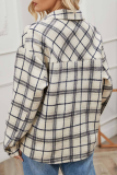 Casual Plaid Split Joint Zipper Turndown Collar Tops