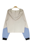 Casual Patchwork  Contrast Hooded Collar Tops