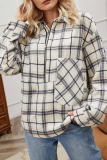 Casual Plaid Split Joint Zipper Turndown Collar Tops