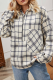 Casual Plaid Split Joint Zipper Turndown Collar Tops
