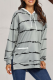 Casual Striped Draw String Pocket Hooded Collar Tops