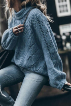 Casual Solid Hollowed Out Split Joint O Neck Tops