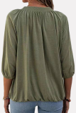 Casual Solid Split Joint Fold O Neck T-Shirts
