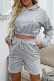Casual Street Solid Split Joint Frenulum Hooded Collar Long Sleeve Two Pieces