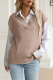 Casual Solid Split Joint V Neck Tops
