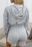 Casual Street Solid Split Joint Frenulum Hooded Collar Long Sleeve Two Pieces