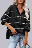 Fashion Casual Striped Split Joint V Neck T-Shirts