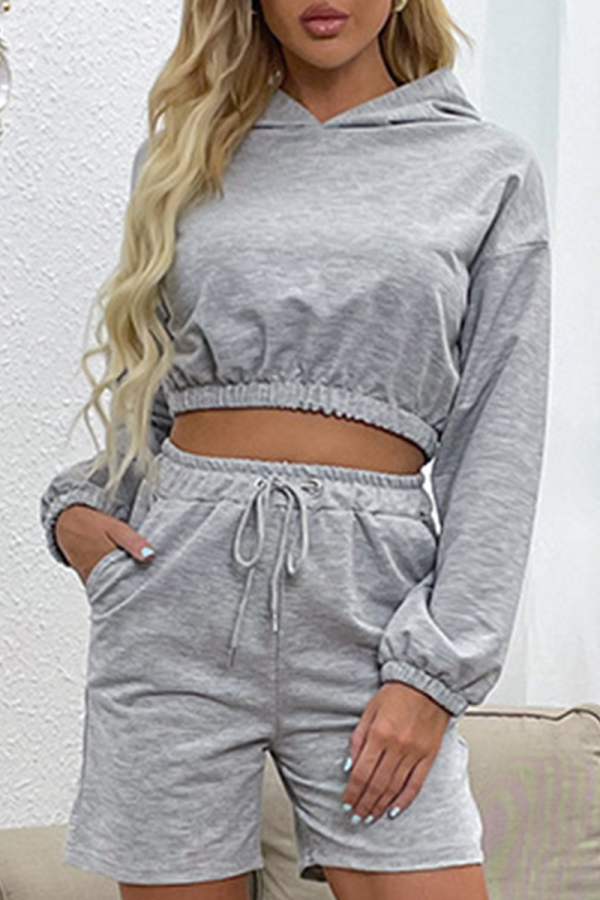 Casual Street Solid Split Joint Frenulum Hooded Collar Long Sleeve Two Pieces