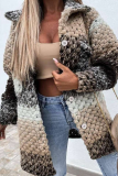 Fashion Street Gradual Change Patchwork Buckle Turndown Collar Outerwear