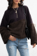 Casual Patchwork Basic  Contrast O Neck Tops