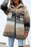 Fashion Street Gradual Change Patchwork Buckle Turndown Collar Outerwear