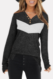 Casual Split Joint Buttons V Neck Tops