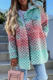 Fashion Street Gradual Change Patchwork Buckle Turndown Collar Outerwear