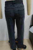 Street Solid Tassel Ripped Make Old Wide Leg Patchwork Bottoms