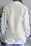 Fashion Casual Solid Split Joint V Neck Tops