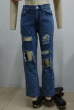 Street Solid Tassel Ripped Make Old Wide Leg Patchwork Bottoms