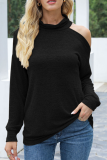 Casual Solid Hollowed Out Split Joint Half A Turtleneck Tops