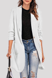 Street Solid Pocket Buttons Turn-back Collar Outerwear