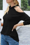 Casual Solid Hollowed Out Split Joint Half A Turtleneck Tops