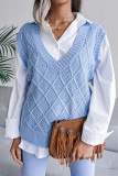 Fashion Casual Solid Split Joint V Neck Tops