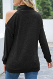 Casual Solid Hollowed Out Split Joint Half A Turtleneck Tops