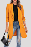 Street Solid Pocket Buttons Turn-back Collar Outerwear