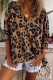 Casual Leopard Split Joint Basic V Neck Tops