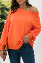 Casual Solid Split Joint O Neck Tops