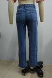 Street Solid Tassel Ripped Make Old Wide Leg Patchwork Bottoms