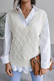 Fashion Casual Solid Split Joint V Neck Tops