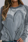Fashion Casual Print Split Joint O Neck Tops