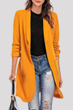 Street Solid Pocket Buttons Turn-back Collar Outerwear