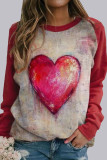 Fashion Casual Print Split Joint O Neck Tops