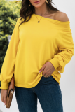 Casual Solid Split Joint O Neck Tops