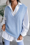 Fashion Casual Solid Split Joint V Neck Tops
