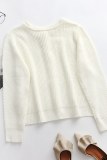 Casual Solid Buckle O Neck Tops Sweater