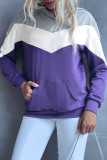 Fashion Street Solid Patchwork Hooded Collar Tops