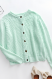 Casual Solid Buckle O Neck Tops Sweater