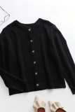 Casual Solid Buckle O Neck Tops Sweater