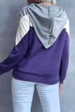 Fashion Street Solid Patchwork Hooded Collar Tops