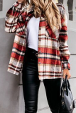 Casual Plaid Buckle Turndown Collar Outerwear